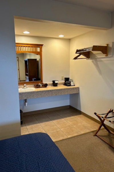 sink and mirror in bathroom